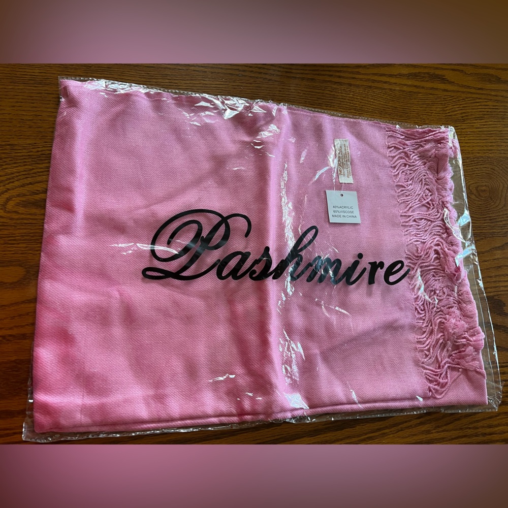 Bright pink Pashmire shawl. New unwrapped